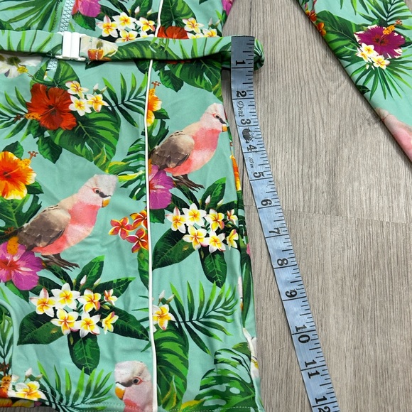 Coco Cabana Teen Girls Tropical One Piece Full Coverage Long Sleeve Swim Suit M - Picture 5 of 8